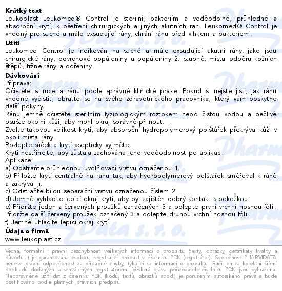 Leukoplast Leukomed Control absorpční krytí s polštářkem 10x24cm 5ks - popis