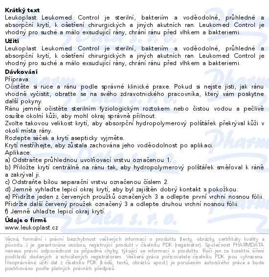 Leukoplast Leukomed Control Abs.krytí 10x35cm 5ks - popis