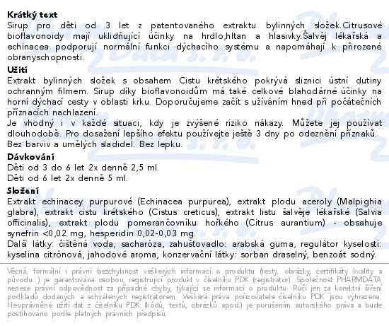 Fytofontana V-STOP sirup Junior 3r+ jahoda 100 ml - popis