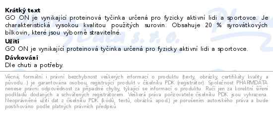 GO ON Proteinová tyčinka Crisp Pistácie & cookies 45g - popis