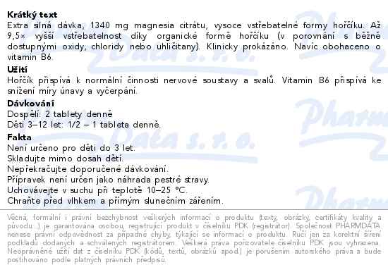 GS Magnesium citrát 1340 mg + B6 50 + 50 tablet navíc - popis
