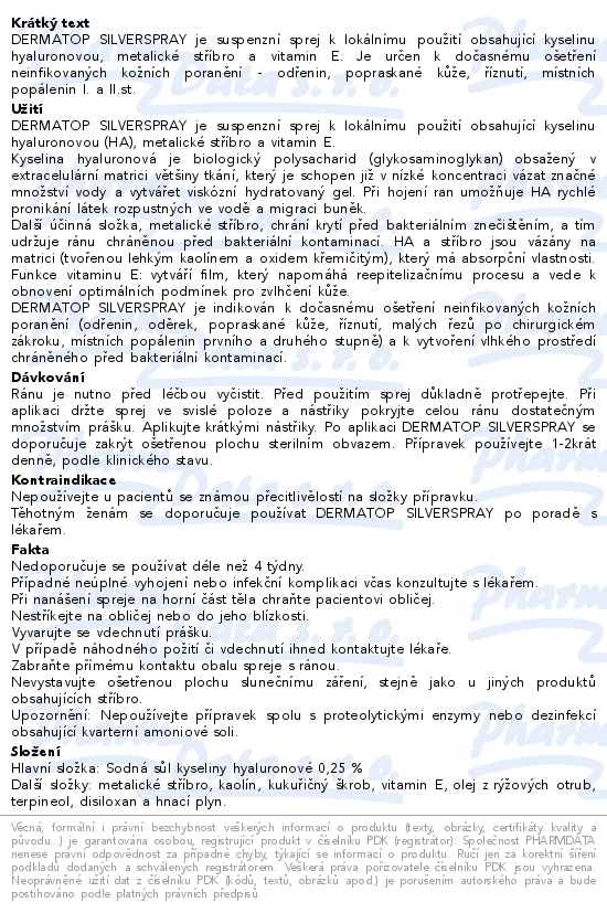 Dermatop silverspray 50 ml - popis