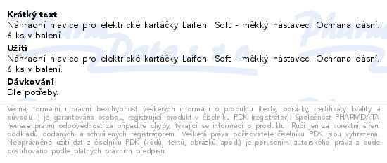Laifen náhradní kartáček transparentní měkký 6ks - popis