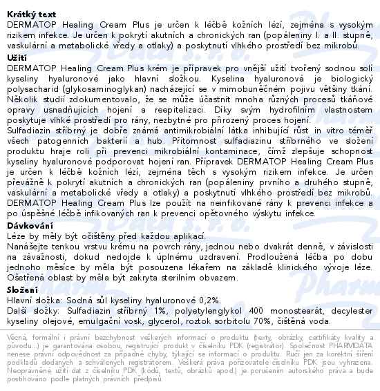 Dermatop Healing cream plus 25g - popis