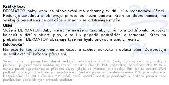 Dermatop Baby Cream Krém Na Přebalování 100ml - popis
