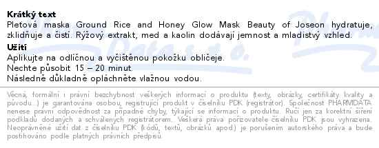 Beauty of Joseon pleťová maska 150ml - popis