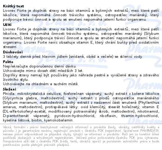 Livorex Forte 30 tablet Pharmalife - popis