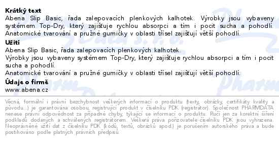 Inkontinenční kalhotky Abena Slip Basic L1 26ks - popis