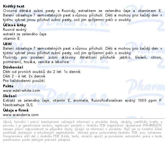 Edel+White dětská ovocná zubní pasta 7x9.4ml - popis