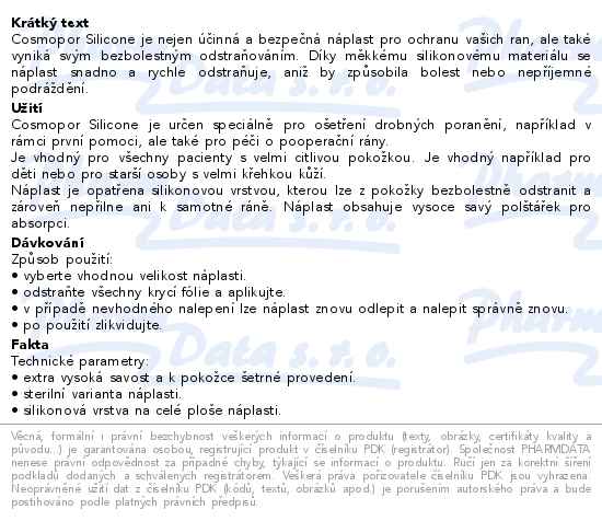 Cosmopor silicone 10x8cm 10ks - popis