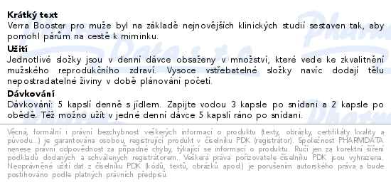 Verra Plodnost Booster pro muže 150 kapslí - popis