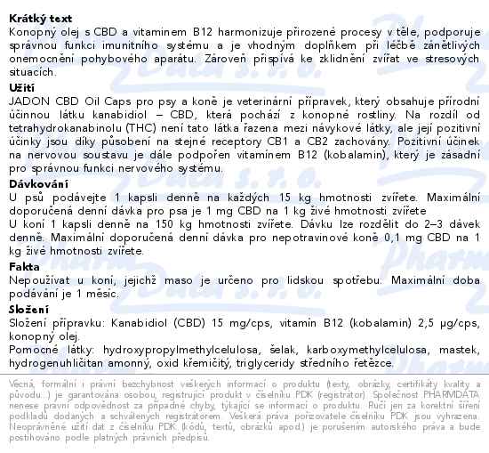 Jadon CBD pro psy a koně oil 30 kapslí - popis