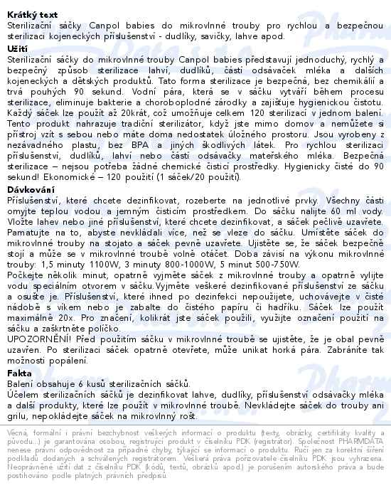 Canpol babies Sterilizační sáčky do mikrovlnné trouby 6ks - popis