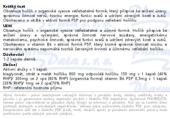 NatureVia Magnesium Organic BCM 800mg + B6 90 kapslí - popis