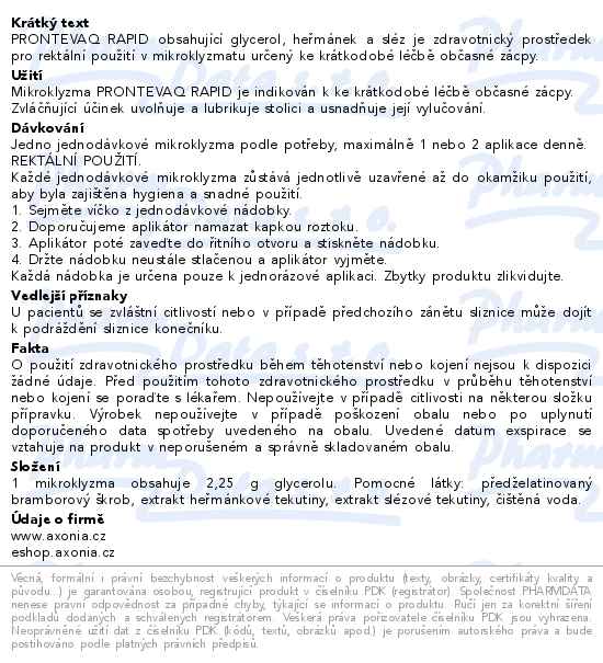 Prontevaq Rapid mikroklyzma děti 6x3g - popis