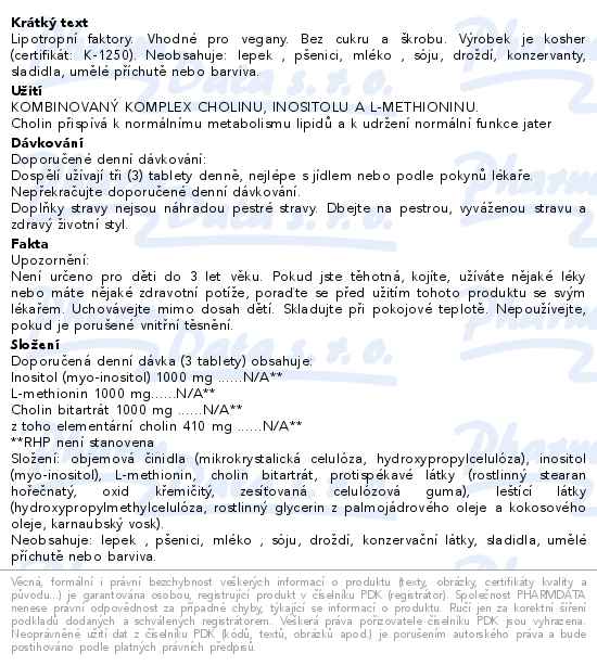 Solgar Lipotropic Factors 50 tablet - popis