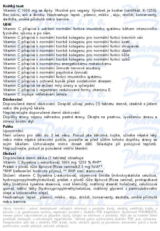 Solgar Vitamin C 1000mg se šípky 100 tablet - popis