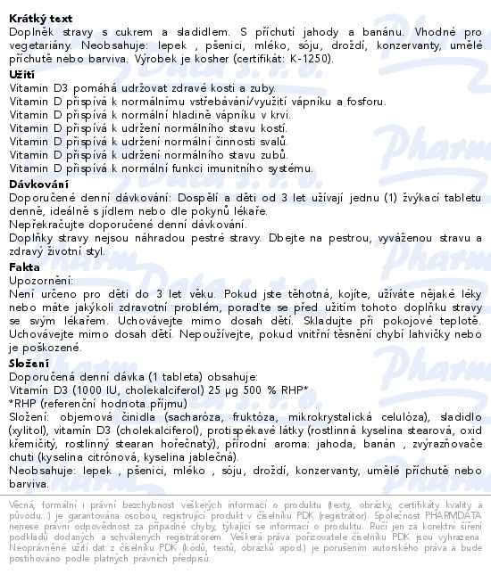 Solgar Vitamín D3 1000 IU 100 žvýkacích tablet - popis