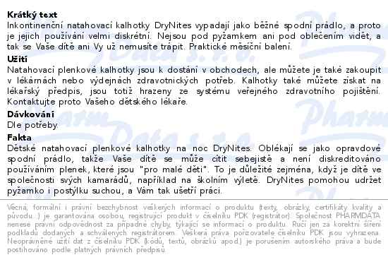 DryNites natahovací kalhotky pro chlapce JUMBO pack 3-4 roky/ 12-21kg / 4x16ks - popis