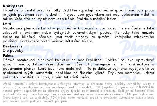DryNites natahovací kalhotky na noc pro dívky JUMBO box 13+ let / 48-60kg / 3x11ks - popis