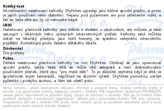 DryNites natahovací kalhotky na noc pro dívky MEGA pack 13+ let / 48-60kg / 20ks - popis
