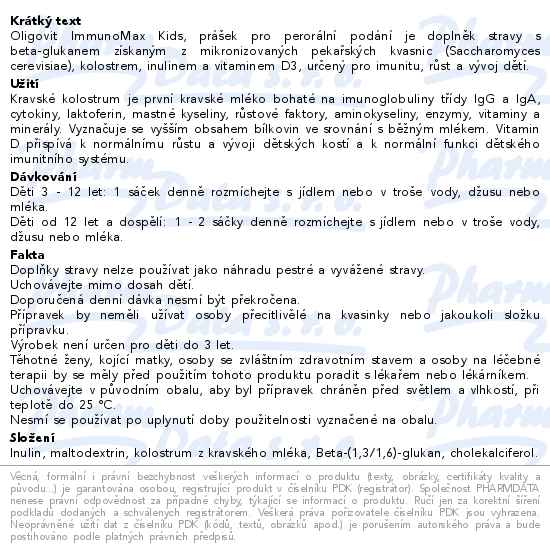 Oligovit Immunomax Kids 30 sáčků Galenika - popis