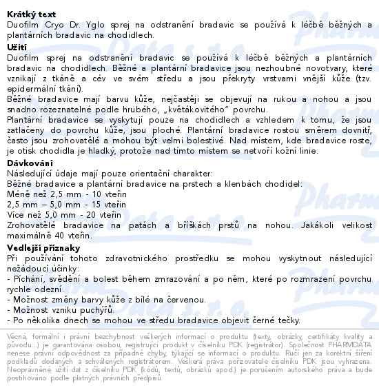 Duofilm Cryo Dr.Yglo sprej na odstranění bradavic 50ml - popis