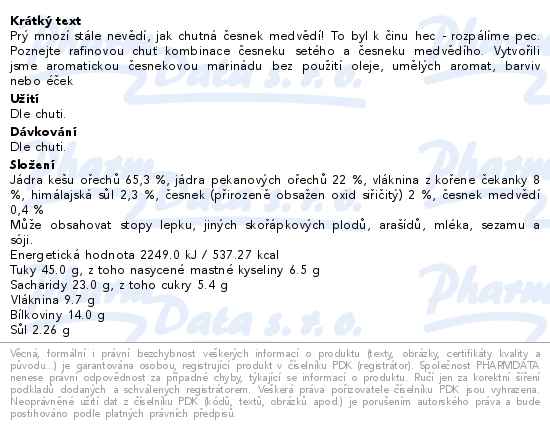 Mixit Oříšky z pece Medvědí česnek 150g - popis