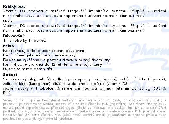 MedPharma Vitamin D3 1000I.U. 365 tobolek - popis