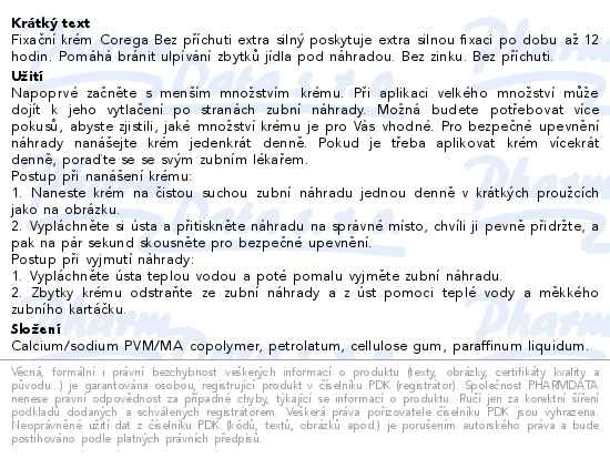 Corega Bez příchuti Extra silný fixační krém 40g - popis