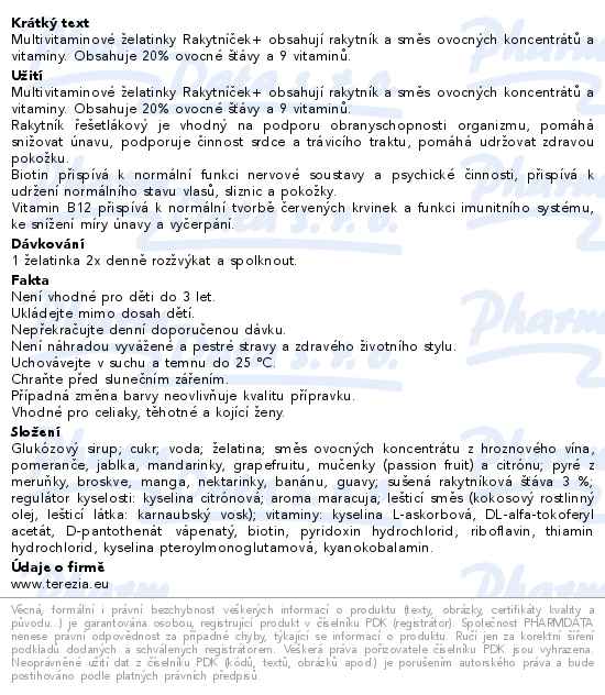 Rakytníček+ multivitaminové želatinky s rakytníkem 50ks žluté vejce 2025 - popis