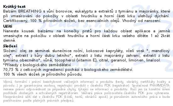 Petit Chéne Breathing balzám pro lepší dýchání BIO 40ml - popis
