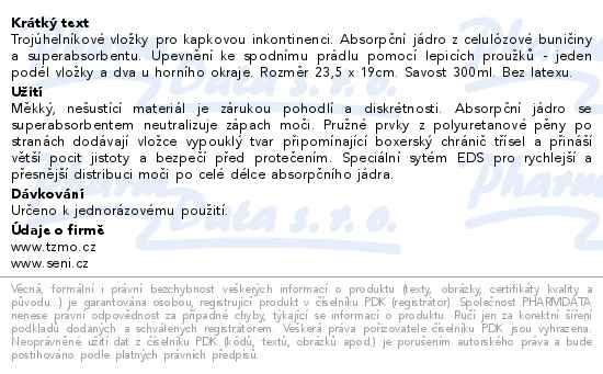 Seni Man Normal Level 2 inkontinenční vložky 1+1 zdarma 2x15ks - popis