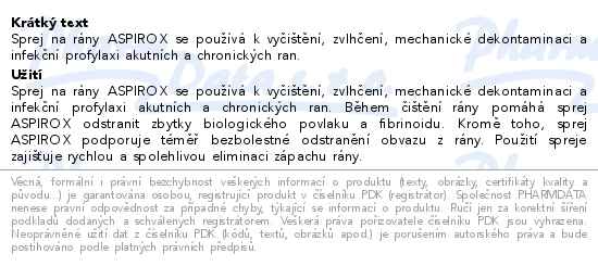 Aspirox sprej na rány 500ml - popis