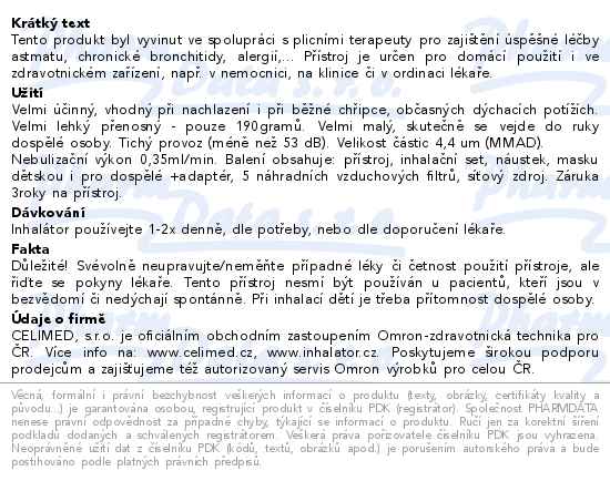 Inhalátor kompresorový Omron NE-C810 - popis