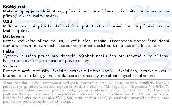 Melaton spray pro lepší spánek 30ml Fytopharma - popis