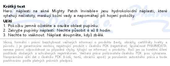 Hero. Mighty Patch Invisible+ náplasti 24ks - popis
