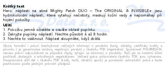 Hero. Mighty Patch Duo Original 6ks/Invisible+ 6ks - popis