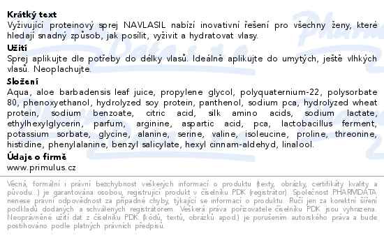 Navlasil vyživující proteinový sprej na vlasy 200ml - popis