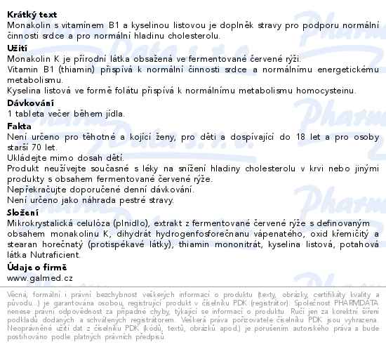 Monakolin K 60 tablet Galmed - popis