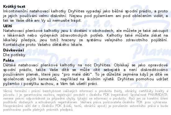 DryNites natahovací kalhotky na noc pro chlapce MEGA pack 4-7 let / 17-30kg / 26ks - popis