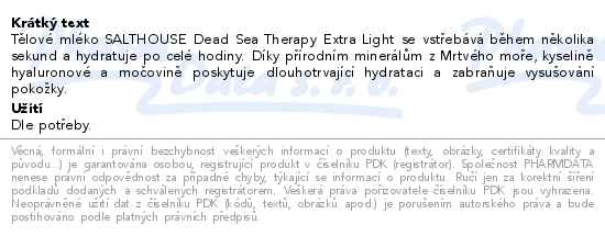 Salt House Lehké tělové mléko 250ml - popis