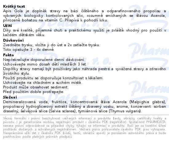 Apis Gola ústní sprej 20ml Pharmalife - popis