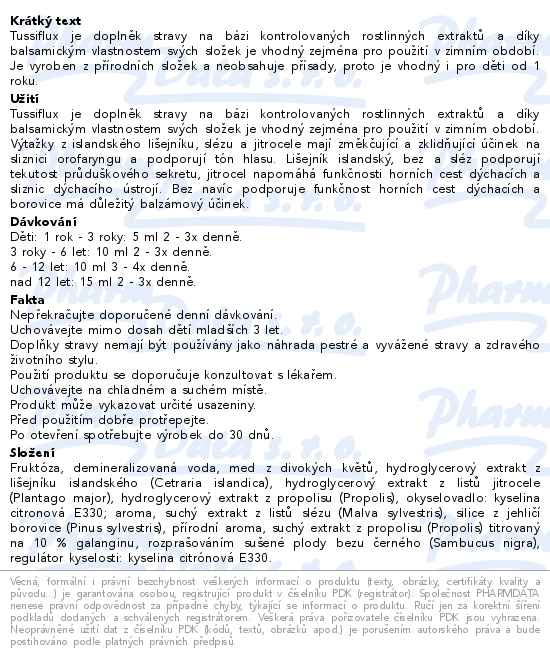 Tussiflux 12m+ 200ml Pharmalife - popis