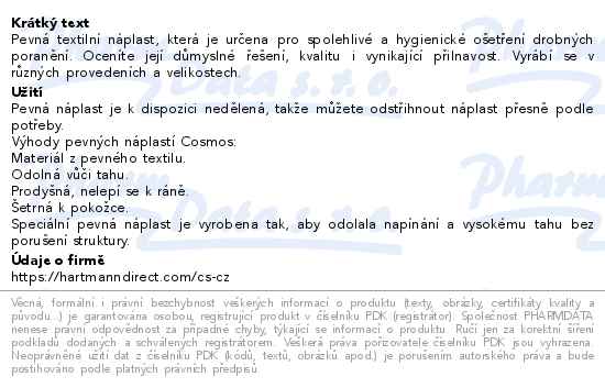 Cosmos classic pevná náplast 6cmx1m - popis