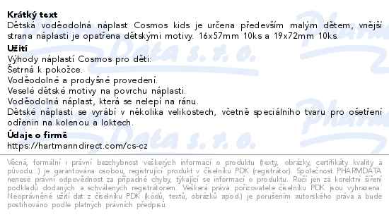 Cosmos kids dětská náplast 2 velikosti 20ks - popis