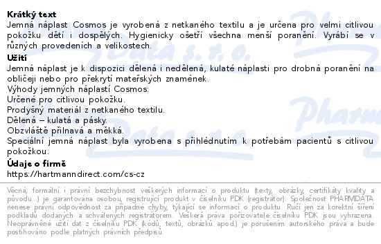 Cosmos sensitive jemná kulatá náplast 22mm 20ks - popis