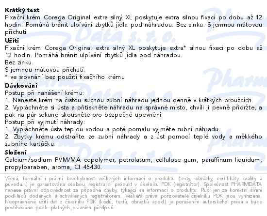 Corega Original Extra silný fixační krém XL 70g - popis