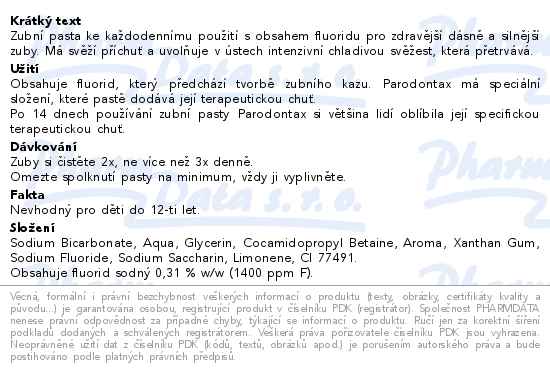 Parodontax Classic zubní pasta 75ml - popis