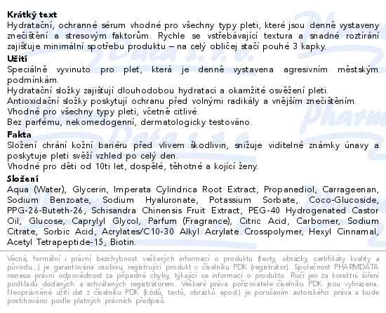 Isispharma Sensylia Fortifying Moisturising Serum URBAN PROTECT 30ml - popis